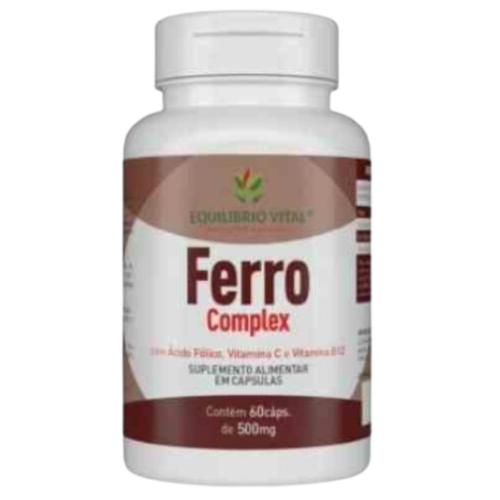 Ferro Complex quelato com vitamina C, B9, B12 e cobre — 60 cápsulas